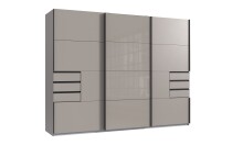 Schlafzimmer-Set >Tilburg< (4tlg.) Bett 188x92x210cm, Schrank, Nachtkommoden, Saharagrau / Grafit