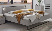 Schlafzimmer-Set >Tilburg< (4tlg.) Bett 168x92x210cm, Schrank, Nachtkommoden, Saharagrau / Grafit