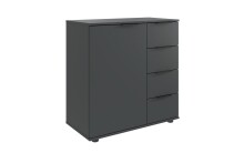 Schlafzimmer-Set >Tilburg< (5tlg.) Bett 168x92x210cm, Schrank, 2 Nachtkommoden, Kommode, Grafit