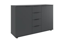 Schlafzimmer-Set >Tilburg< (5tlg.) Bett 168x92x210cm, Schrank, 2 Nachtkommoden, Sideboard, Grafit