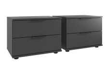 Schlafzimmer-Set >Tilburg< (5tlg.) Bett 168x92x210cm, Schrank, 2 Nachtkommoden, Kommode, Grafit