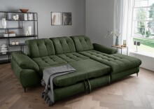 Polsterecke >Devland< Schlaffunktion, Stauraum, Cord moosgrün - 273x105x189cm (BxHxT)