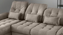 Polsterecke >Devland< Schlaffunktion, Stauraum, Cord grau-braun - 273x105x189cm (BxHxT)