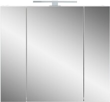 Badezimmerspiegelschrank >2754< 3 Spiegeltüren, Türdämpfung, Weiß - 76x71x23cm (BxHxT)