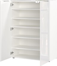 Schuhschrank >GW-GENOVA< 2 Türen, 5 Böden, Glas / Weiß - 87x120x40cm (BxHxT)