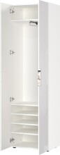 Garderobenschrank >GW-GENOVA< 5 Böden, Kleiderstange, Glas / Weiß - 59x197x40cm (BxHxT)