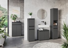 Hochschrank >GW-LEMONT< Türen und Schublade mit Dämpfung, Graphit - 33x181x34cm (BxHxT)