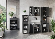 Hochschrank >GW-LEMONT< Türen und Schublade mit Dämpfung, Graphit - 33x181x34cm (BxHxT)