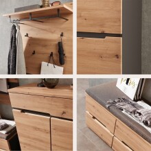 Garderoben-Set >Memphis< (3-teilig) Artisan Eiche Dekor / Graphit - 145x192x38 (BxHxT)