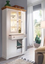 Wohnwand >WZ-0133< (3-teilig) weiss / eichefarbig - 377x214x42 (BxHxT)