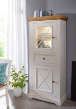 Wohnwand >WZ-0133< (3-teilig) weiss / eichefarbig -...