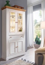 Wohnwand >WZ-0133< (3-teilig) weiss / eichefarbig - 278x214x42 (BxHxT)