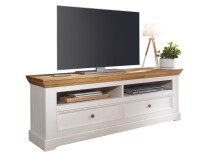 Wohnwand >WZ-0133< (4-teilig) weiss /  eichefarbig - 357x214x42 (BxHxT)