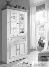 Wohnwand >WZ-0133< (4-teilig) weiss /  eichefarbig - 357x214x42 (BxHxT)