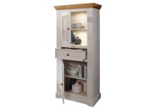 Wohnwand >WZ-0133< (4-teilig) weiss / eichefarbig - 357x214x42 (BxHxT)