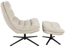 Relaxsessel >Porto< (2-teilig) inkl. Hocker, drehbar, Cord beige - 83x100x92 (BxHxT)