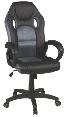 Chefsessel >Riley< Wippmechanik, Racer-Design, schwarz / grau - 66x108x66cm (BxHxT)