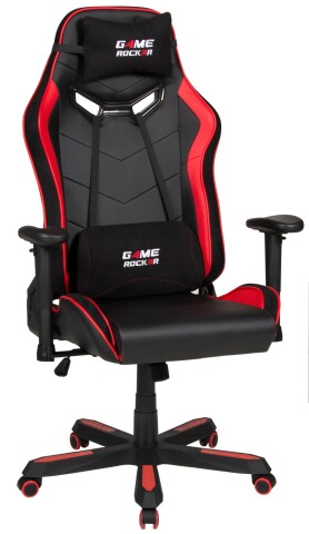 Gaming-Stuhl >Game-Rocker< 150kg, ergonomisch, schwarz / rot - 72x128x72cm (BxHxT)