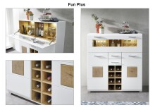 Barschrank >Fun Plus< in weiss matt / Eiche Dekor - 120x129x37 (BxHxT)