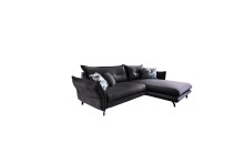 Polsterecke >Launce< verstellbare Armlehnen, Zierkissen, Anthrazit - 255x94cm (BxH)