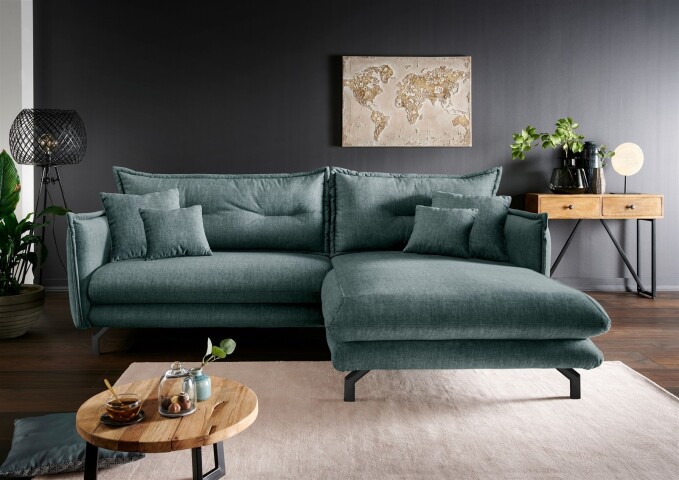 Polsterecke >Launce< verstellbare Armlehnen, Zier-Wendekissen, Ocean - 255x94x180cm (BxHxT)