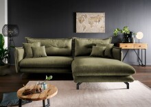 Polsterecke >Launce< verstellbare Armlehnen, Zier-Wendekissen, grün - 255x94x180cm (BxHxT)