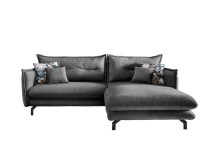 Polsterecke >Launce< verstellbare Armlehnen, Zier-Wendekissen, asche - 255x94x180cm (BxHxT)