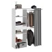 Vorhang-Schrank >Bari 1< 2 Stangen, 5 Fächer, Weiss / grau - 143x182x48cm (BxHxT)