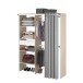 Vorhang-Schrank >Bari 2< 2 Stangen, 5 Fächer, Akazie Dekor / grau - 143x182x48cm (BxHxT)