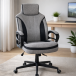 Chefsessel >Sandro< ergonomisch, grau / schwarz, Webstoff - 66x117x66cm (BxHxT)