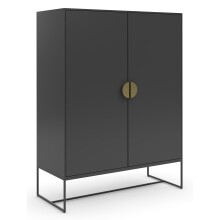 Hochschrank >Asia< in Anthrazit - 90x125x40cm (BxHxT)