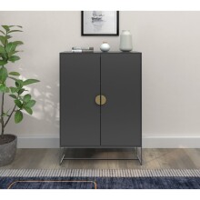 Hochschrank >Asia< in Anthrazit - 90x125x40cm (BxHxT)