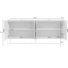 Sideboard >Asia< in Weiß - 180x82x40cm (BxHxT)