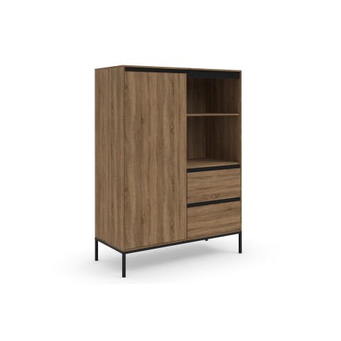 Hochkommode >Bari< in Eichenoptik Braun - 90x124x40cm (BxHxT)