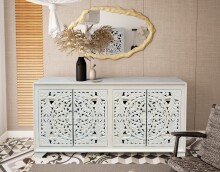 Sideboard >Kalita< in Weiß, Massivholz - 170x85x40cm (BxHxT)