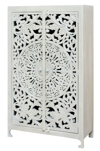 Highboard >Kalita< in Weiß, Massivholz - 100x165x40cm (BxHxT)