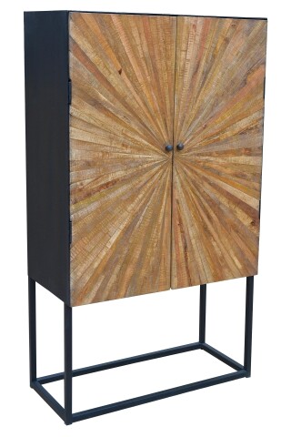 Highboard >Madira< in Schwarz, Mangoholz/Metall - 90x160x40cm (BxHxT)