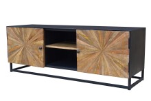Lowboard >Madira< in Schwarz, Mangoholz/Metall -...