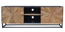 Lowboard >Madira< in Schwarz, Mangoholz/Metall - 140x50x40cm (BxHxT)
