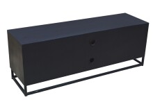 Lowboard >Madira< in Schwarz, Mangoholz/Metall - 140x50x40cm (BxHxT)