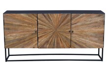 Sideboard >Madira< in Schwarz, Mangoholz/Metall - 180x90x40cm (BxHxT)