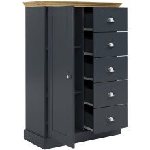 Hochkommode >Motala< in Anthrazit - 75x110x35cm (BxHxT)