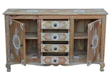 Sideboard >Sharma< in Braun, Mangoholz - 140x85x40cm (BxHxT)