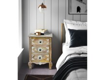 Nachtkommode >Sharma< in Braun, Mangoholz - 50x70x40cm (BxHxT)
