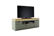 Wohnwand >MONIZ< (2-teilig) Salbei /Eiche, Lowboard 156x57x44cm, Highboard 98x144x38cm
