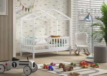 Hausbett >Junior< in Kiefer Weiß, Massivholz...