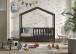 Hausbett >Junior< in Kiefer Anthrazit, Massivholz - 148x150,6x75,8cm (BxHxT)