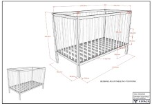 Babybett >Dino< in Buche Anthrazit, Massivholz - 124,4x84,4x65,4cm (BxHxT)
