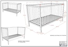 Babybett >Dino< in Buche Anthrazit, Massivholz - 144x84,4x75,5cm (BxHxT)