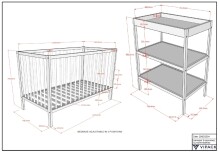 Babymöbel-Set >Dino< in Buche Weiß, Massivholz - 124,4x84,4x65,4cm (BxHxT)